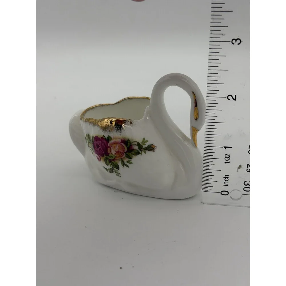 Royal Albert Old Country Roses Porcelain English Swan Trinket Dish Figurine 2.5